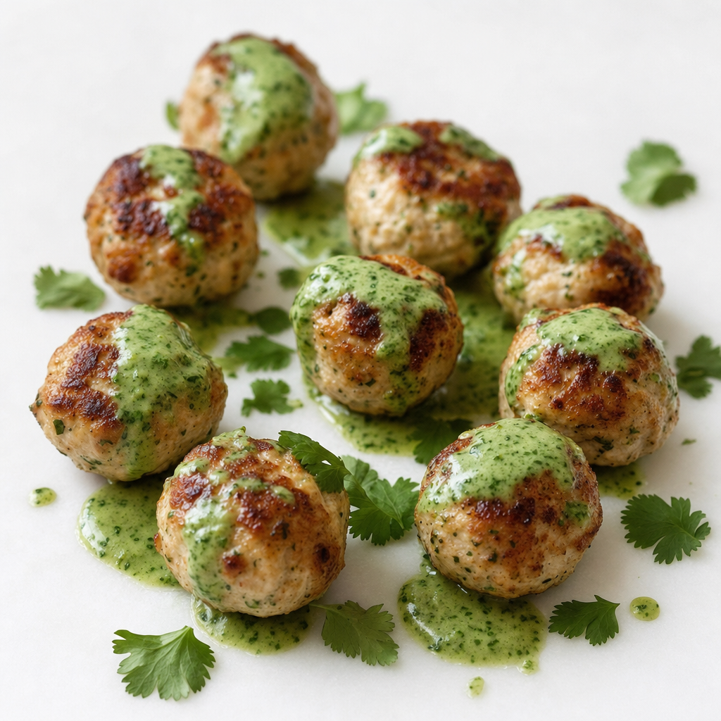 Chicken Meatballs with Cilantro Sauce