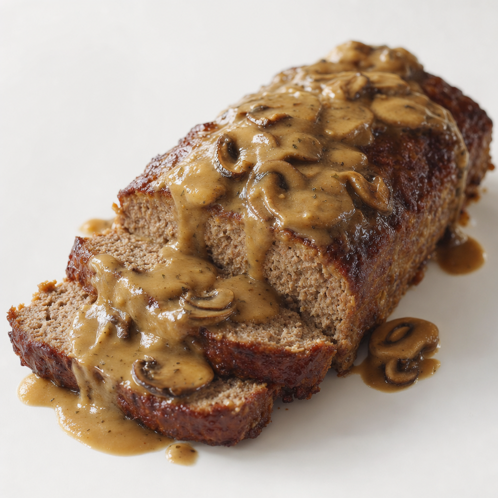 Chicken Meatloaf with Mushroom Gravy
