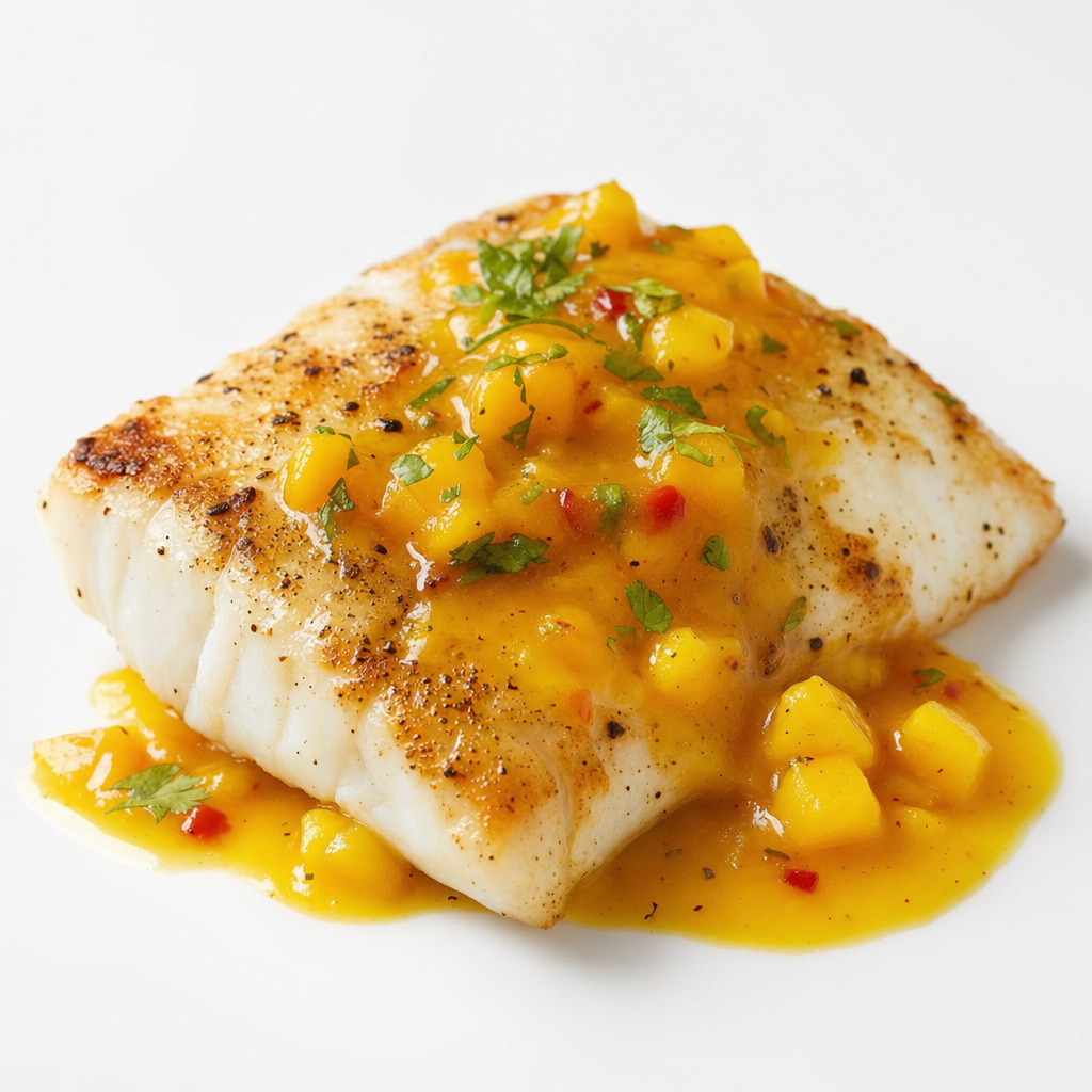 Baked Fish with Mango Sauce
