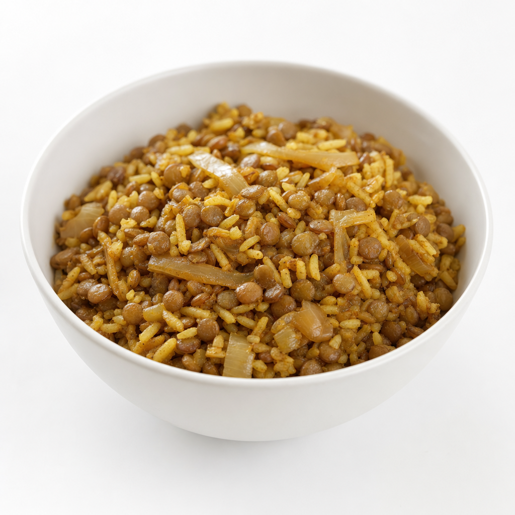 Lentils with Spiced Rice & Onions