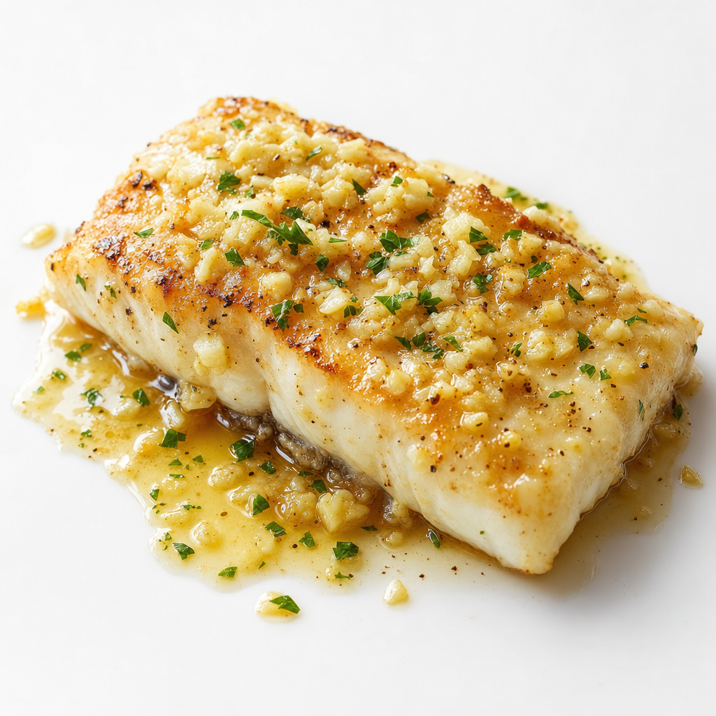 Baked Fish with Garlic Sauce