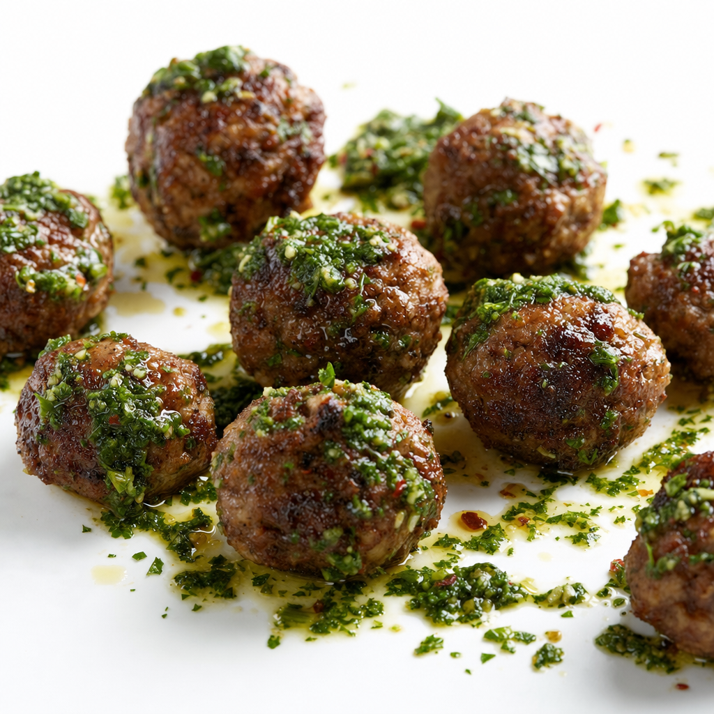 Meatballs with Chimi Churri Sauce