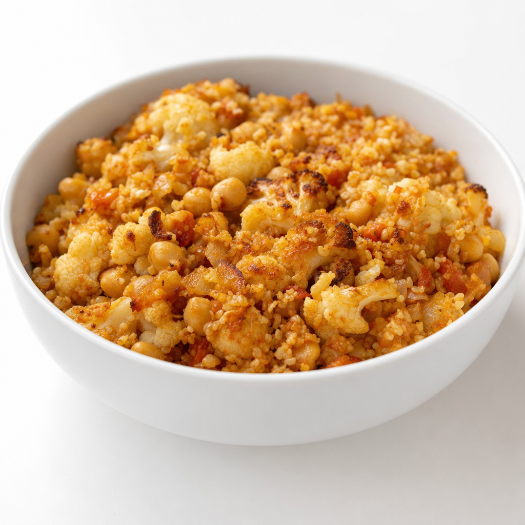 Cauliflower Chickpea Bulgur Bake