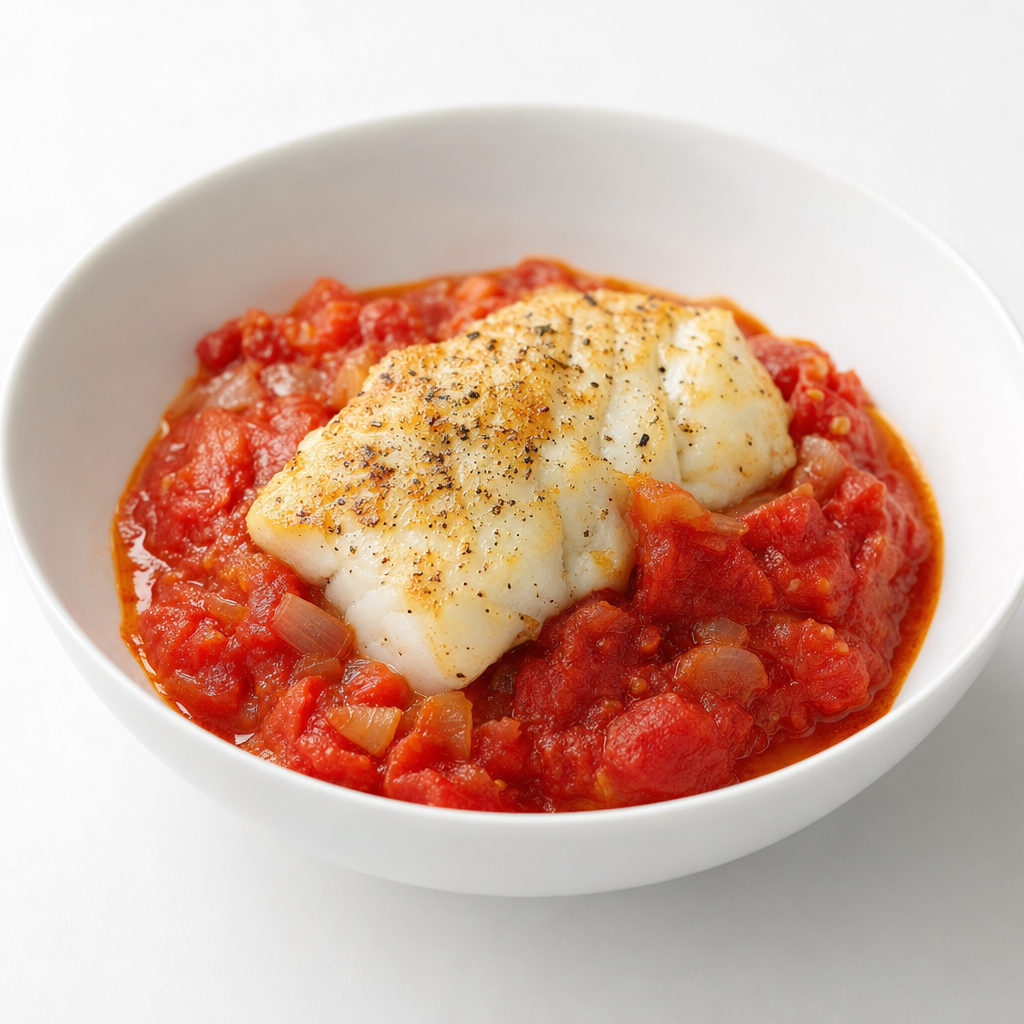 Baked Fish with Stewed Tomatoes