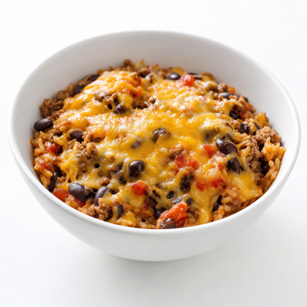 Baked Taco Bowl with Cheese & Beans