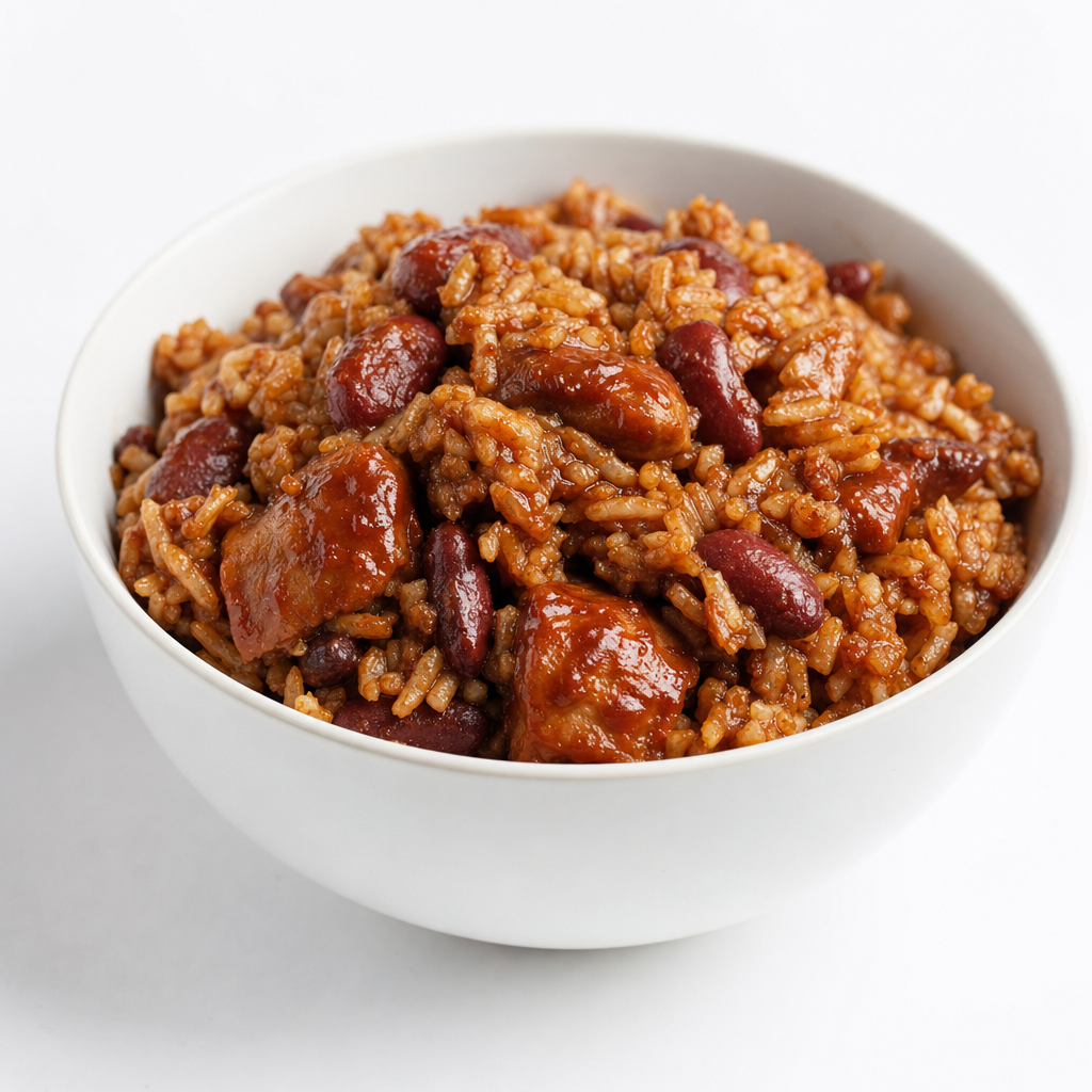 Carribbean Rice & Red beans w BBQ Sauce